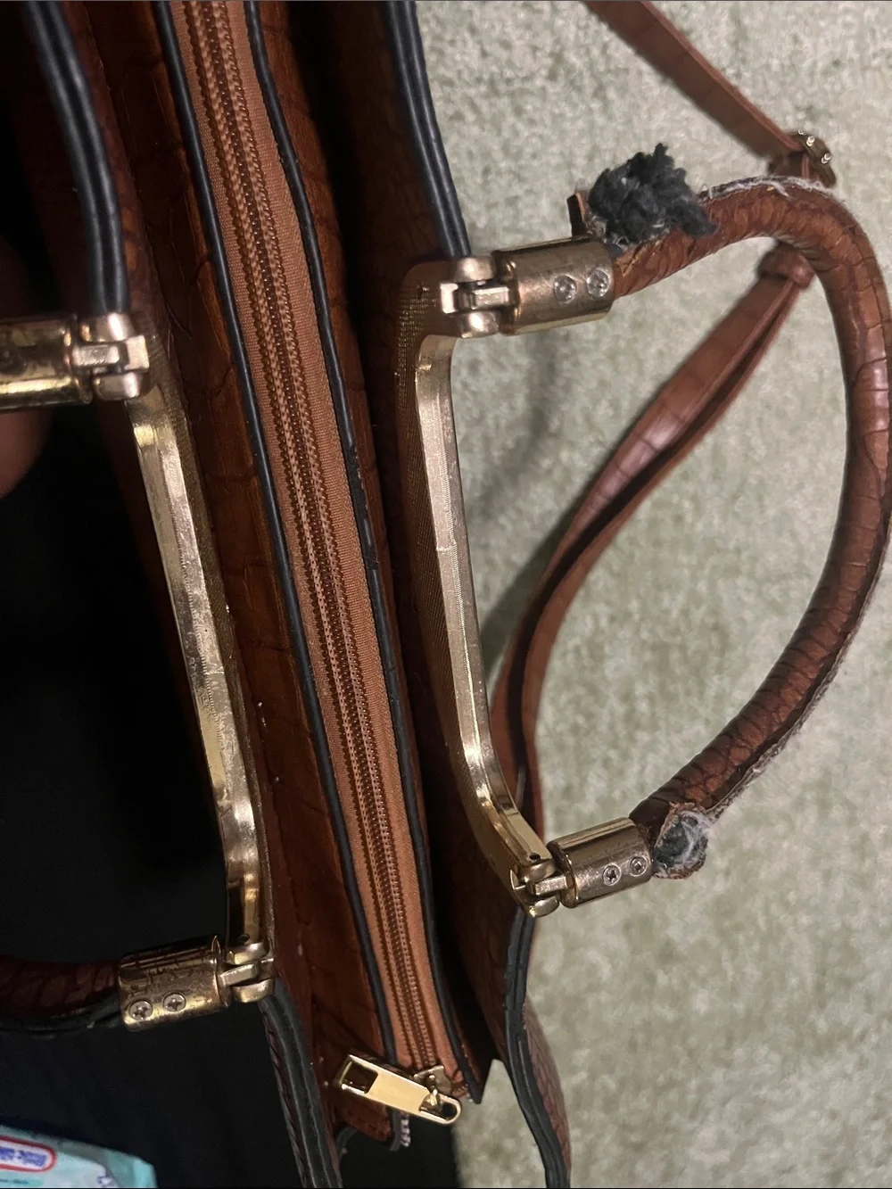 Classic Croc-Embossed Brown Satchel Bag - Versatile Shoulder & Top-Handle